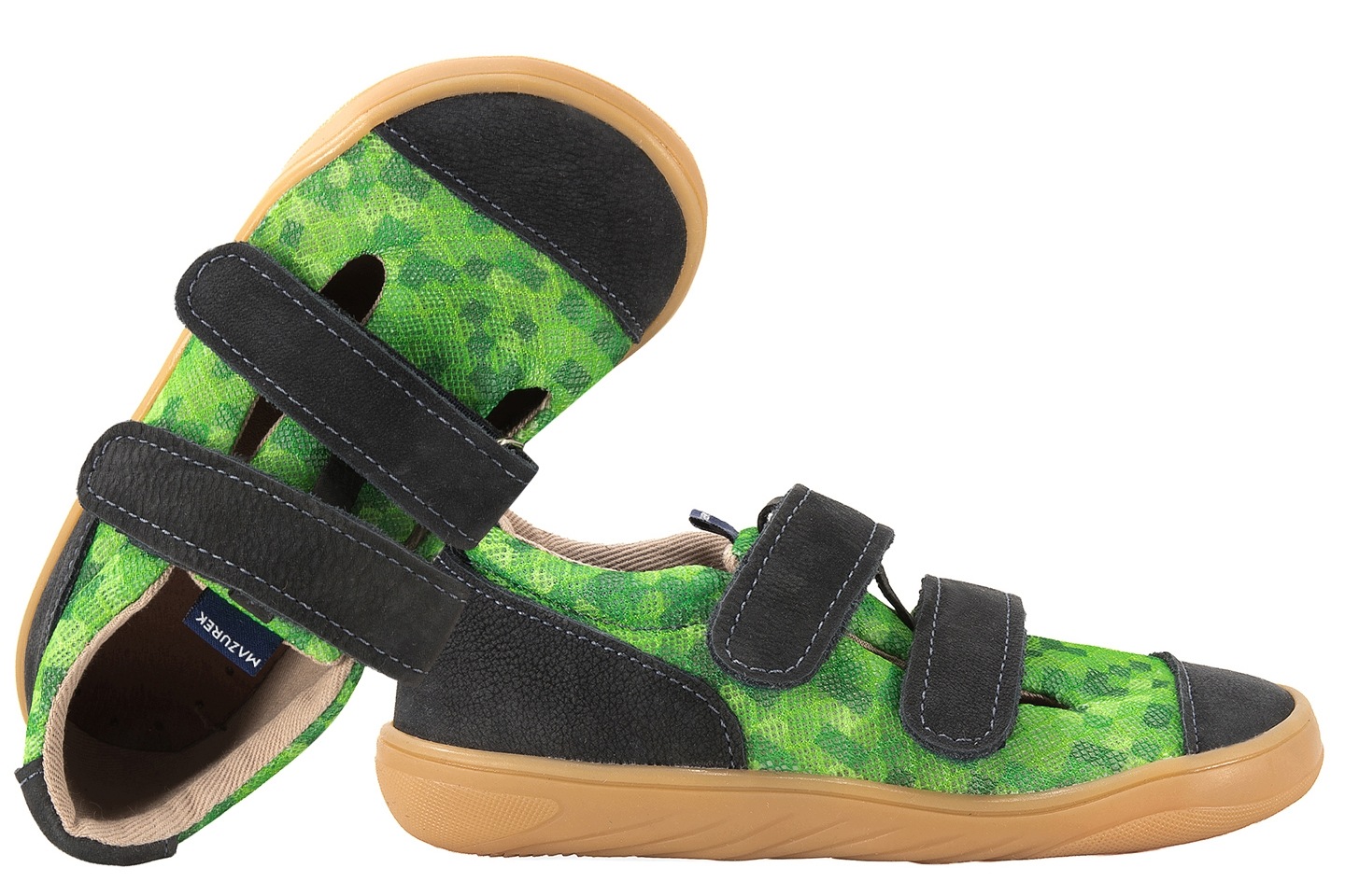Mazurek Slipper Navy Pixel Barefoot Skórzano-tekstylne Półbuty Kapcie 30