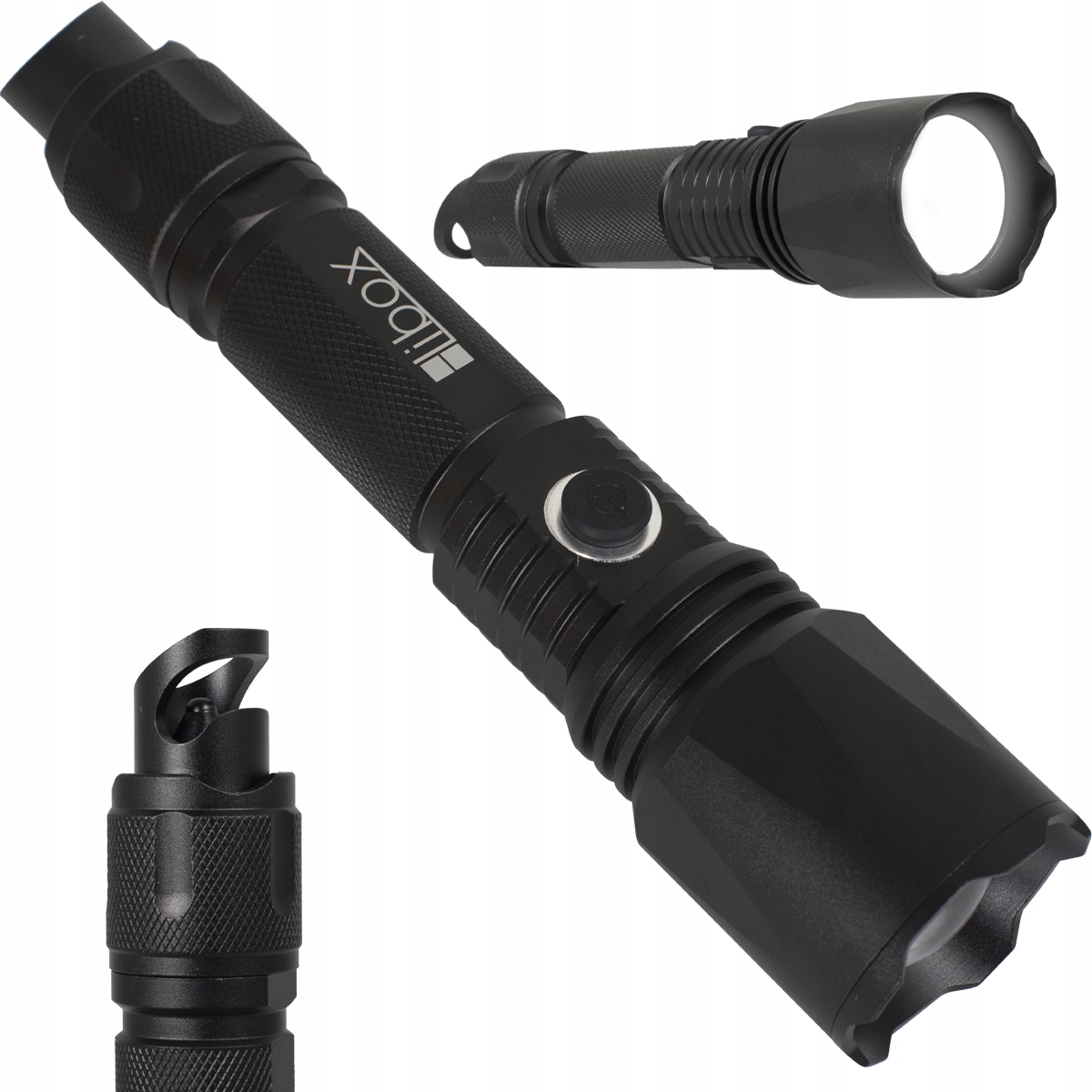 LATARKA TAKTYCZNA AKUMULATOROWA LED USB ZOOM MOCNA