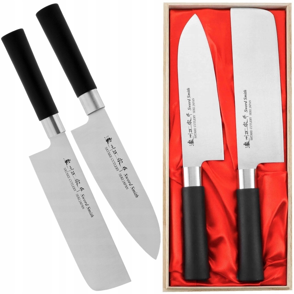 Satake Saku Japonský set 2 nožov Nôž Santoku 17 cm a Nakiri 16 cm v puzdre