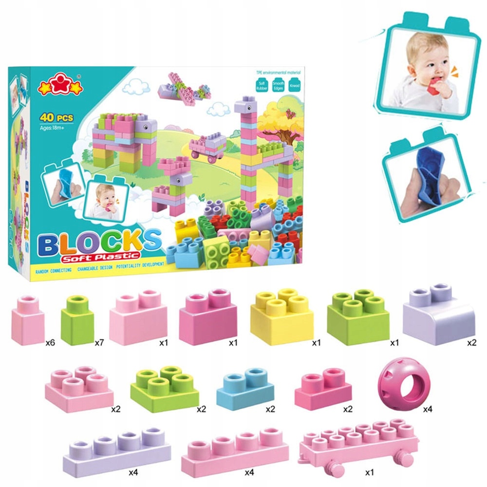 

Duże klocki soft Eco Friendly miękkie 40 el.