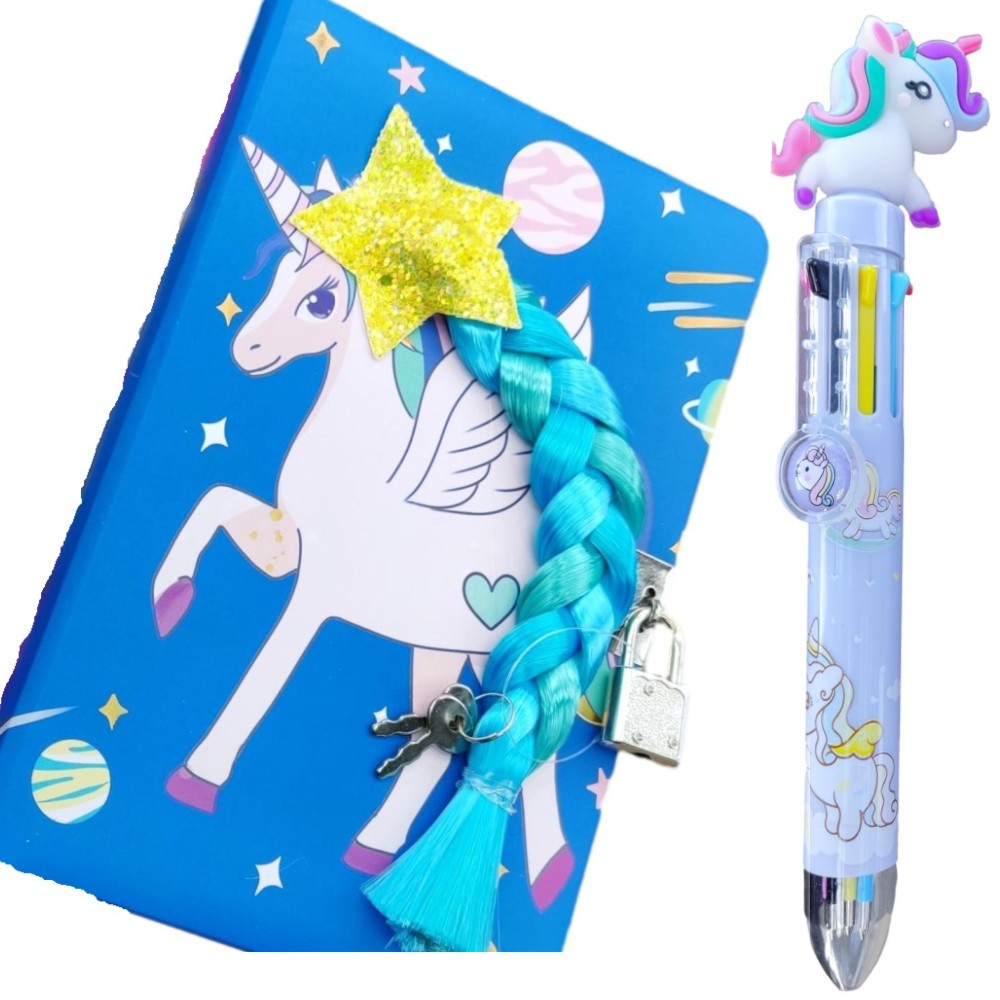 

Pamiętnik Jednorożec Niebieski Z Kłódka Długopis