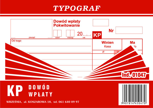 

Dowód wpłaty Kp Typograf A6