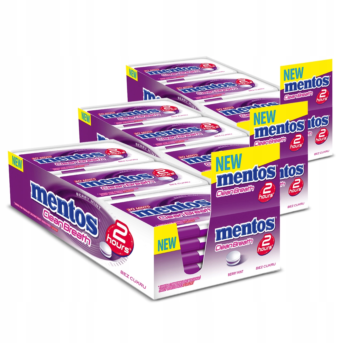 Mentos Clean Breath pastylki cukierki bez cukru Berry Mint 36x21g