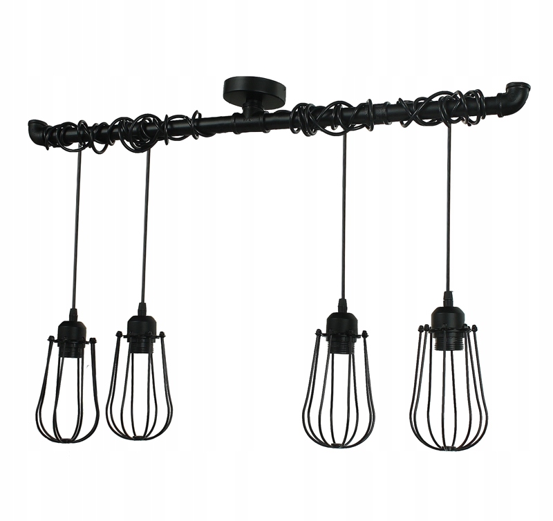 

Industrialna lampa sufitowa metalowa czarna rura