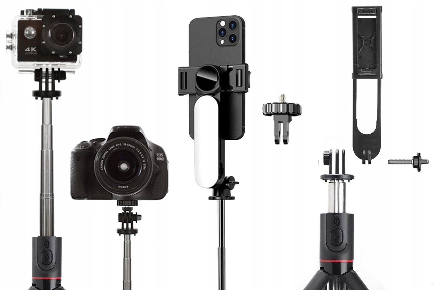 DŁUGI KIJ SELFIE BLUETOOTH DO TELEFONU LAMPKA LED 9 TRYBÓW STATYW PILOT Model L15