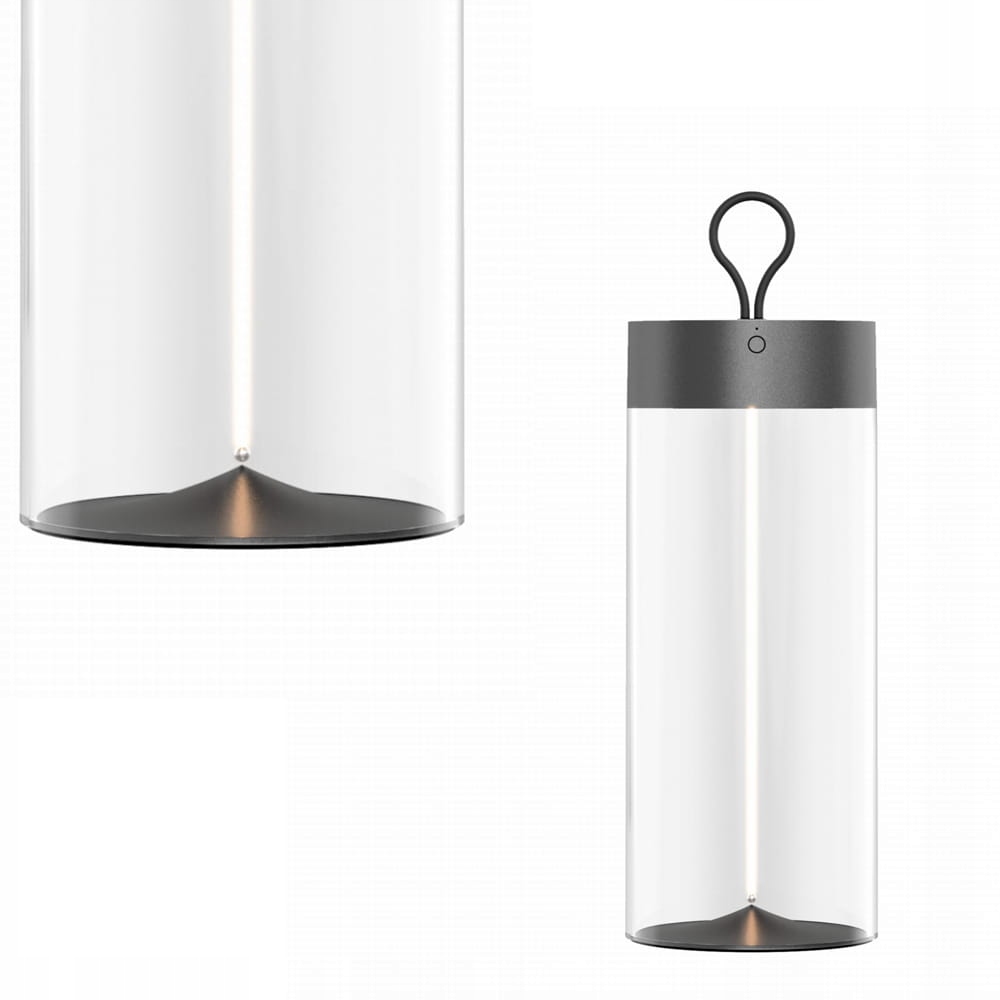 Akumulátorová stolní lampa na terasu Esterno šedá Led 1.2W 2700K Zuma Line