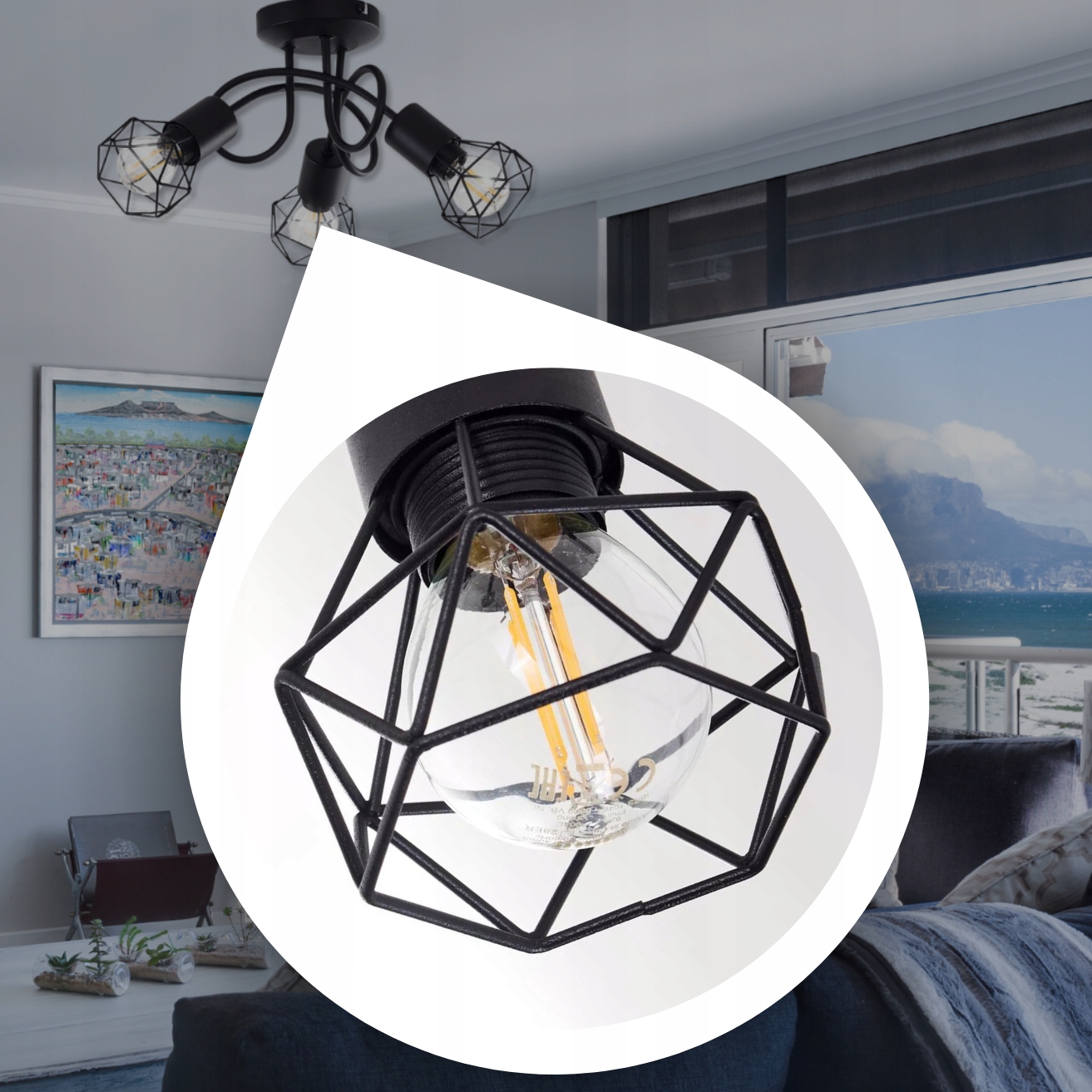 LAMPA WISZĄCA SUFITOWA 60W ŻYRANDOL LOFT BRYLANT DO POKOJU SYPIALNI SALONU Marka Memfis
