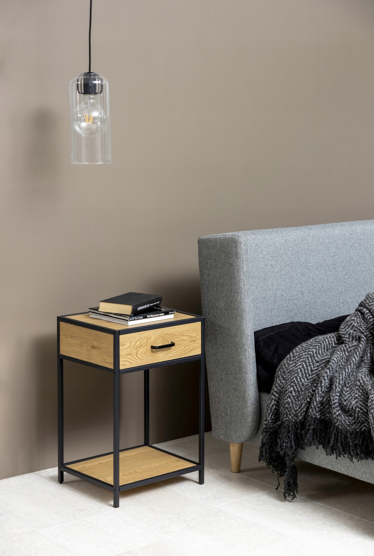 Szafka nocna z szufladą DREWNO + METAL stolik LOFT EAN (GTIN) 5907600432024