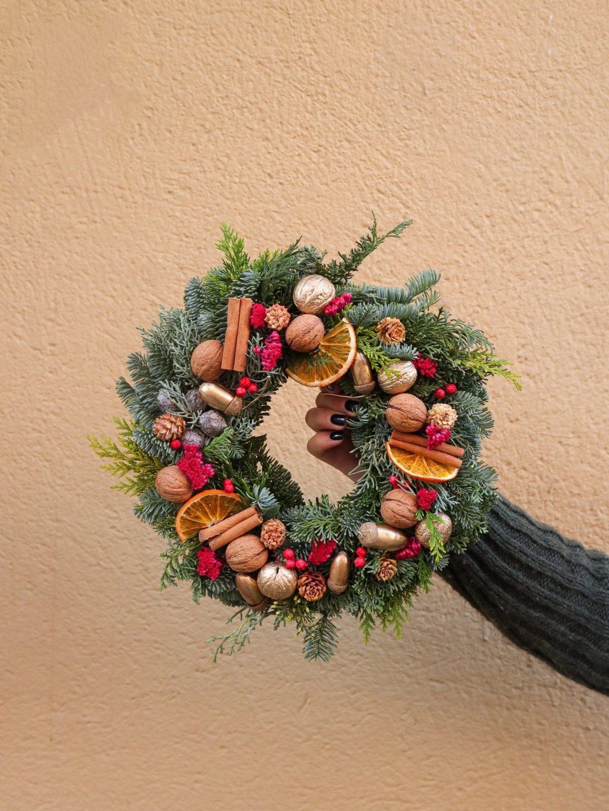 Vianočný veniec z prírodnej jedle Nobilis, veniec 40 cm, Vianoce