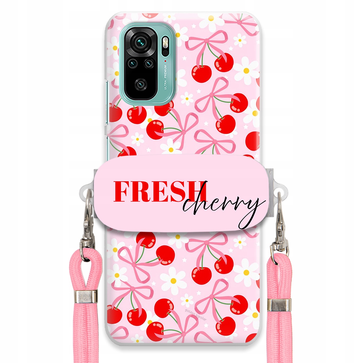 Puzdro pre Xiaomi Redmi Note 10 Case Držiak šnúrok Ružový Fresh Cherry Kokardy