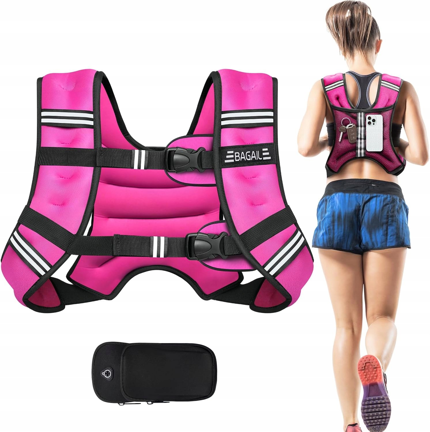 Zátěžová vesta 3-12 kg s regulací poprsí, reflexní s kapsou