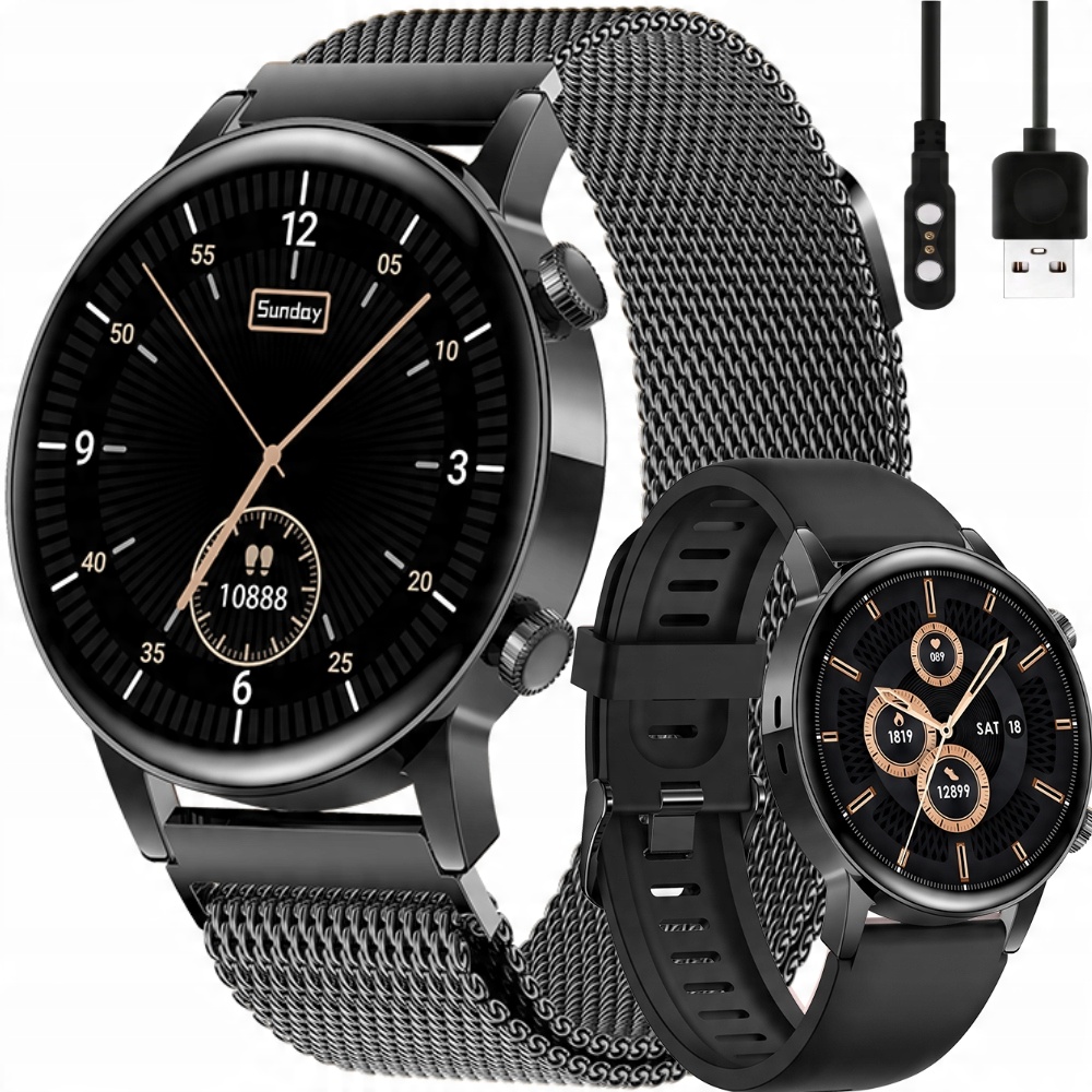 

Smartwatch Damski Rozmowy Ciśnienie Tętno 2 Paski