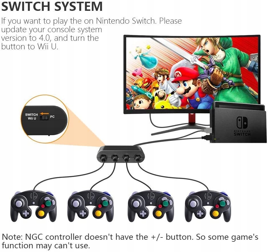 3 W 1 Gamecube Adapter do Nintendo Switch/WII U/PC Producent Gaekol