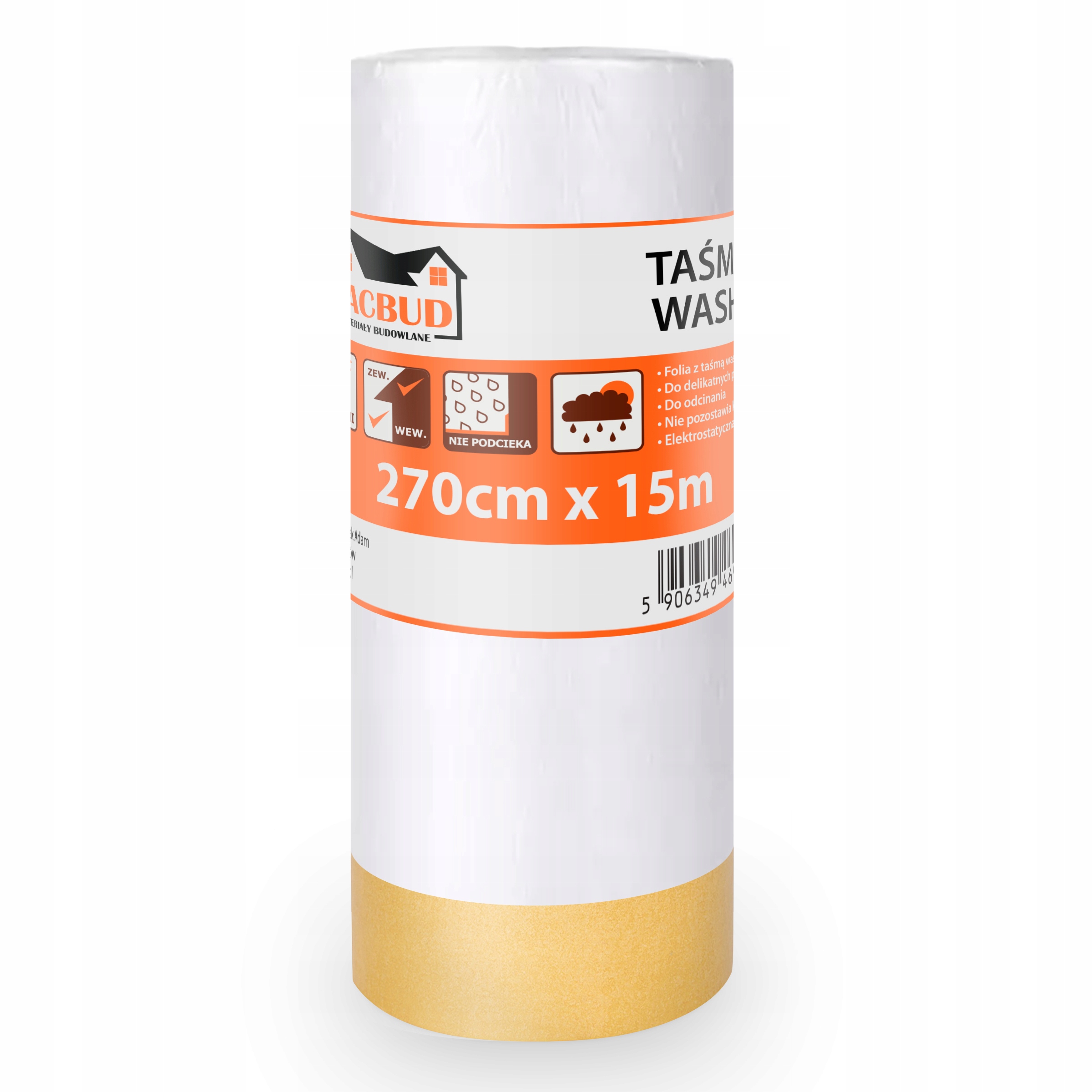 KACBUD ANTYCHLAP FOLIA Z TAŚMĄ WASHI DO MEBLI ŚCIAN OKIEN DRZWI 270cm x 15m