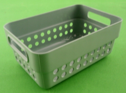 KOSZYK PLASTIKOWY ORGANIZER DROBIAZGI KOSZ PUDEŁKO Kolor odcienie szarości i srebra