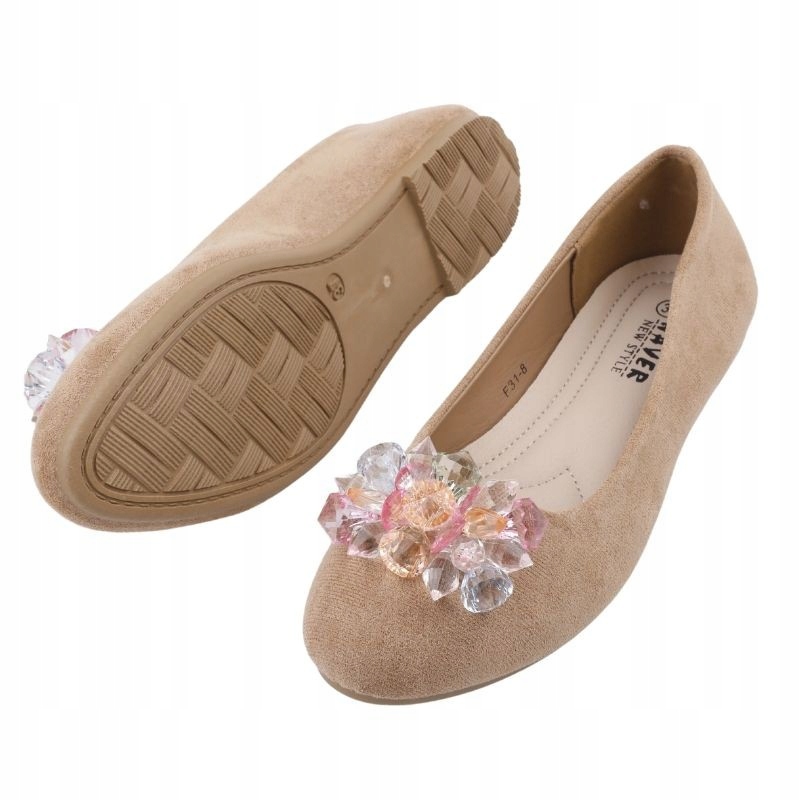 CAMELOWE BALERINKI DAMSKIE WSUWANE PŁASKIE Z KOKARDĄ GŁADKIE WKŁ.EKOSKÓRA Marka inna