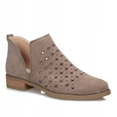 Ażurowe Botki damskie M.Daszyński SA62-102 brązowe