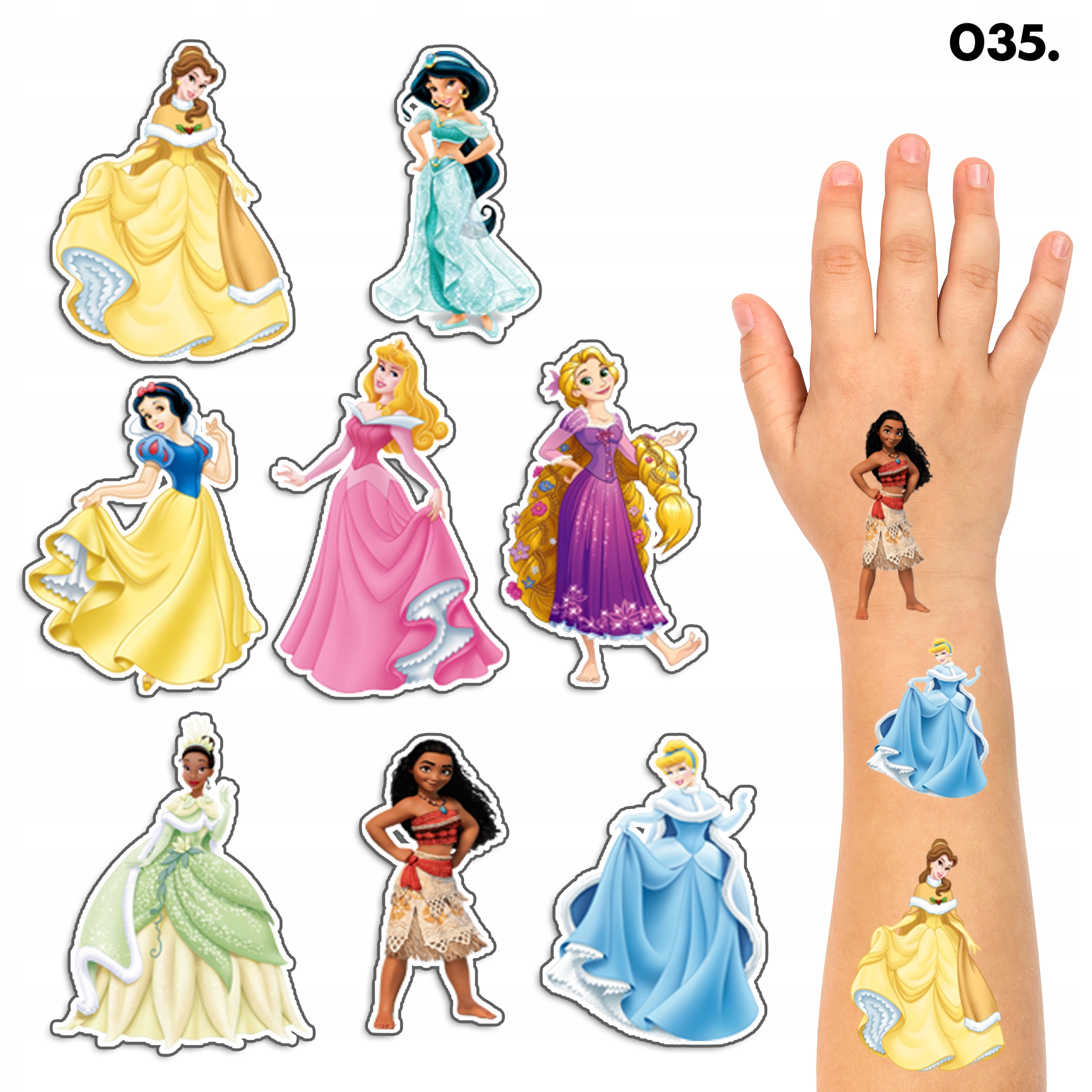 TATUAŻE ZMYWALNE DLA DZIECI TYMCZASOWE KSIĘŻNICZKI - 8 EL. / 150 WZORÓW