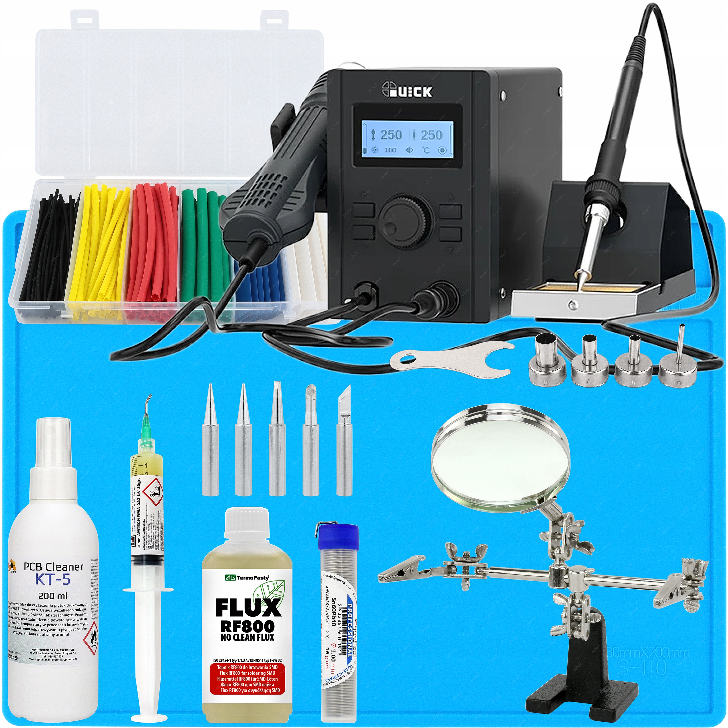 Pájecí Stanice Hot Air Přesná Páječka Quick 715 2v1 Příslušenství