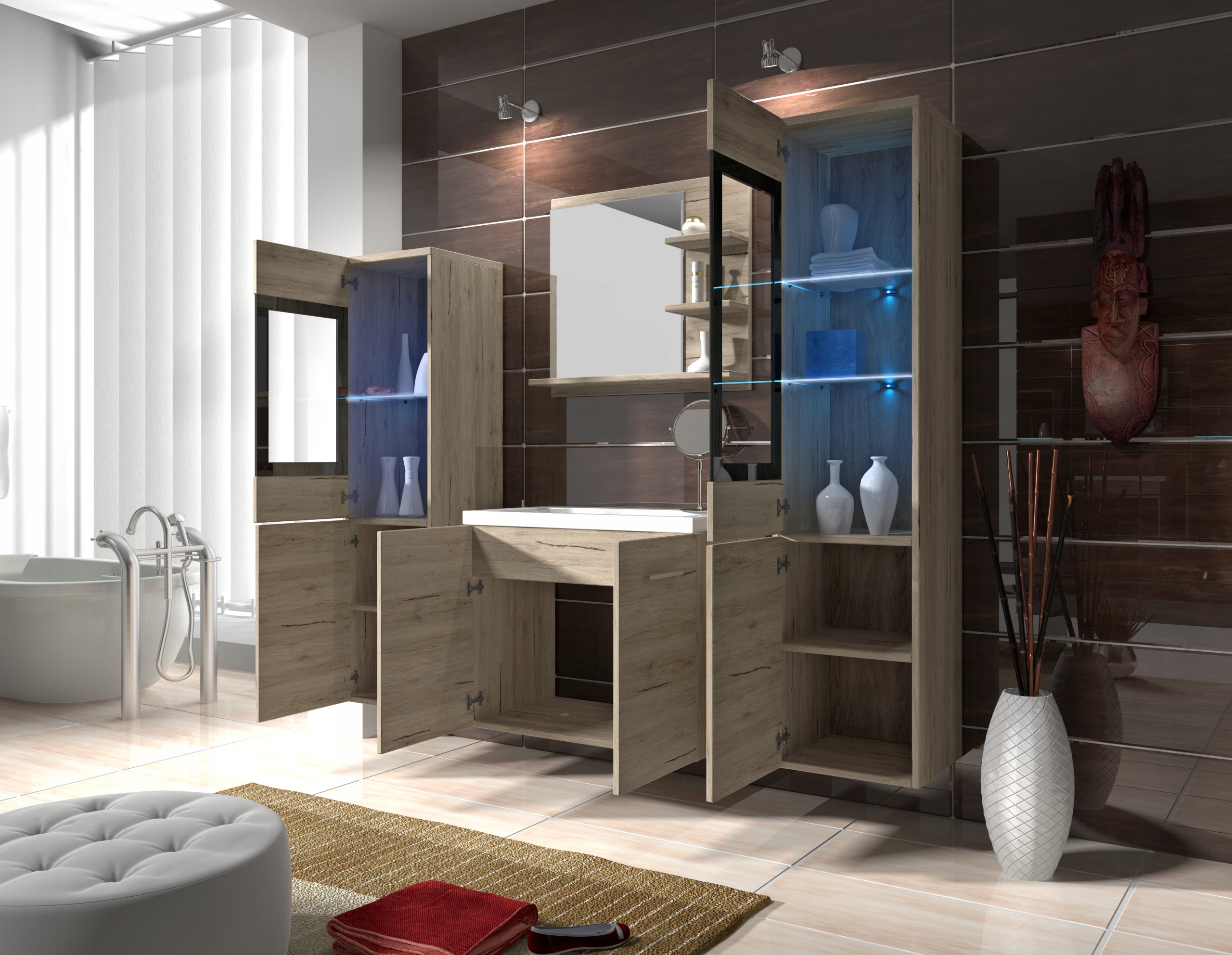 Meble łazienkowe UDINE I UMYWALKA LUSTRO WITRYNA