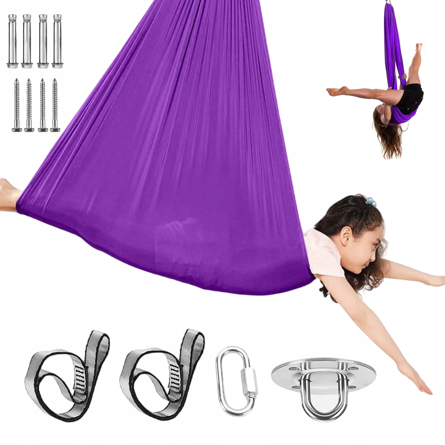 Huśtawka Dla Dzieci Hamak Chusta Sensoryczna Akrobatyczna Joga 280X100CM