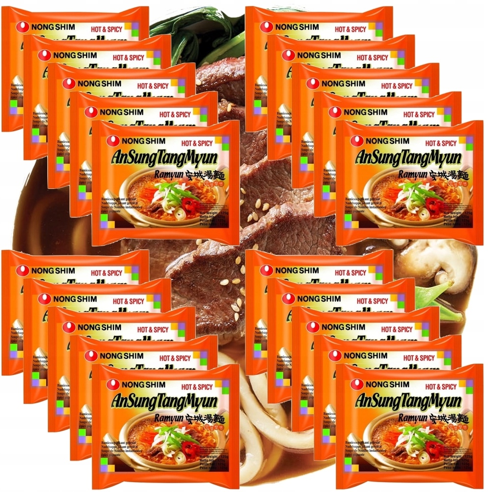 Karton Koreańska Zupka Błyskawiczna AnSung Ramyun Ostra 20 x 125g Nongshim