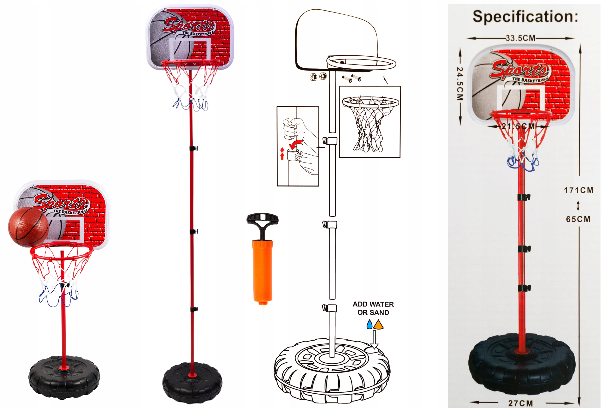 ZESTAW DO KOSZYKÓWKI REGULOWANY DO 171CM DZIECI TARCZA KOSZ PIŁKA ZABAWKA Kod producenta ZESTAW DO KOSZYKÓWKI DO 171CM TARCZA