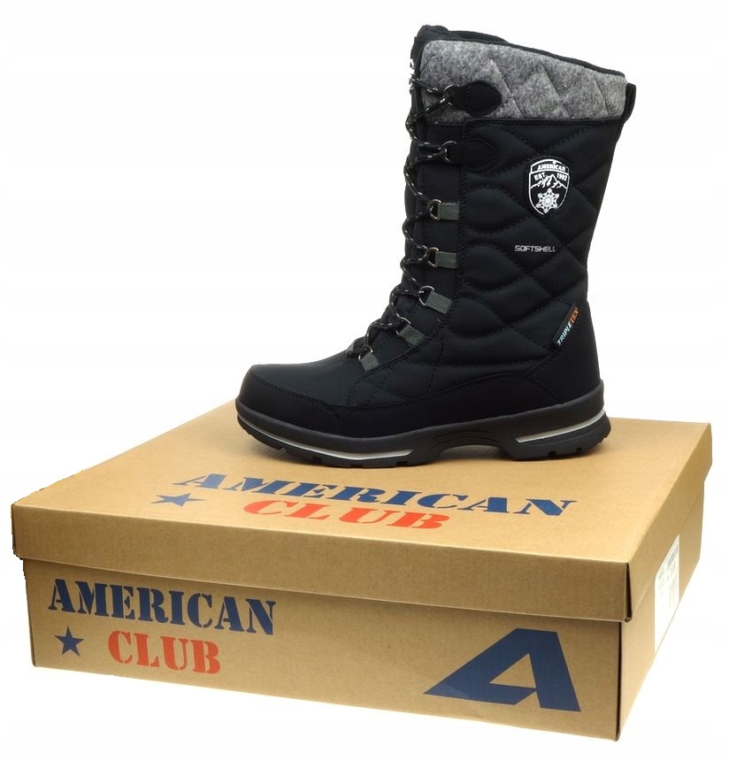 Wysokie Śniegowce Damskie AMERICAN CLUB SN09 Buty Zimowe SOFTSHELL Suwak 38 Kod producenta SN09B