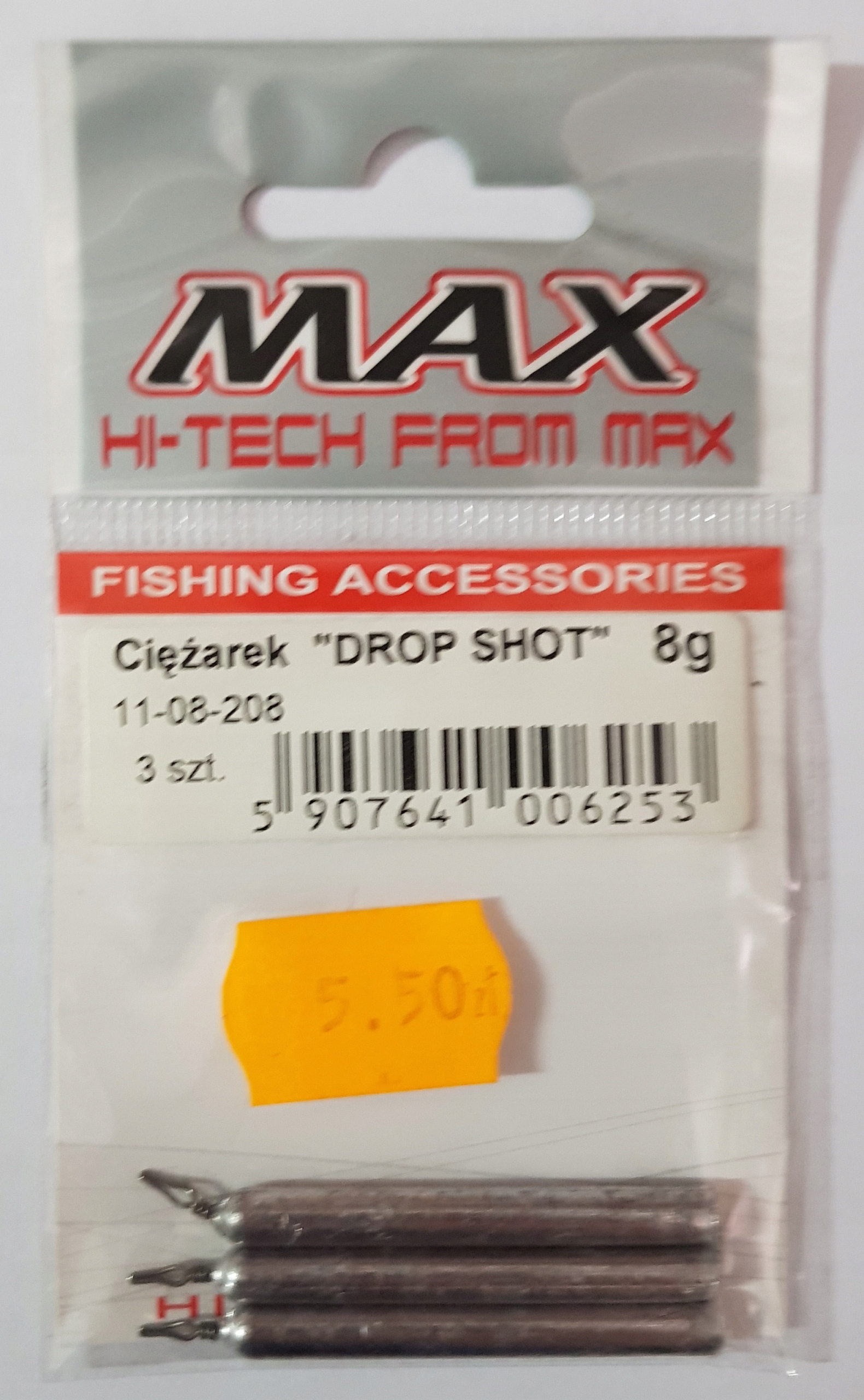 Ciężarek cylindryczny dropshot 8g Max Fishing Team