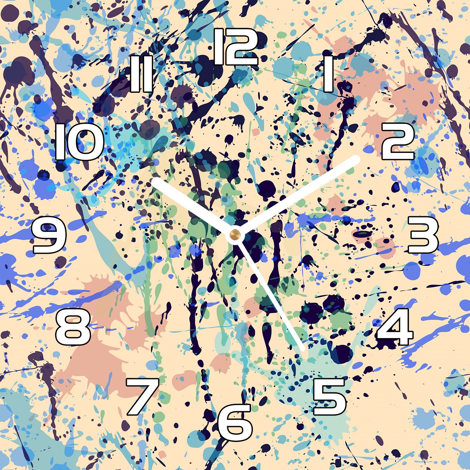 

Piękny stylowy zegar na szkle Akwarela plamy 30x30