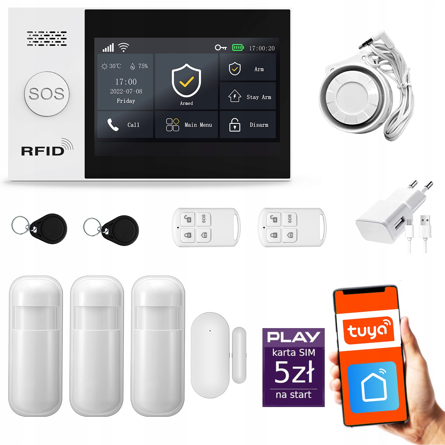 Bezdrôtový alarm Gsm WiFi s aplikáciou Tuya, sada Huxgo HXA007