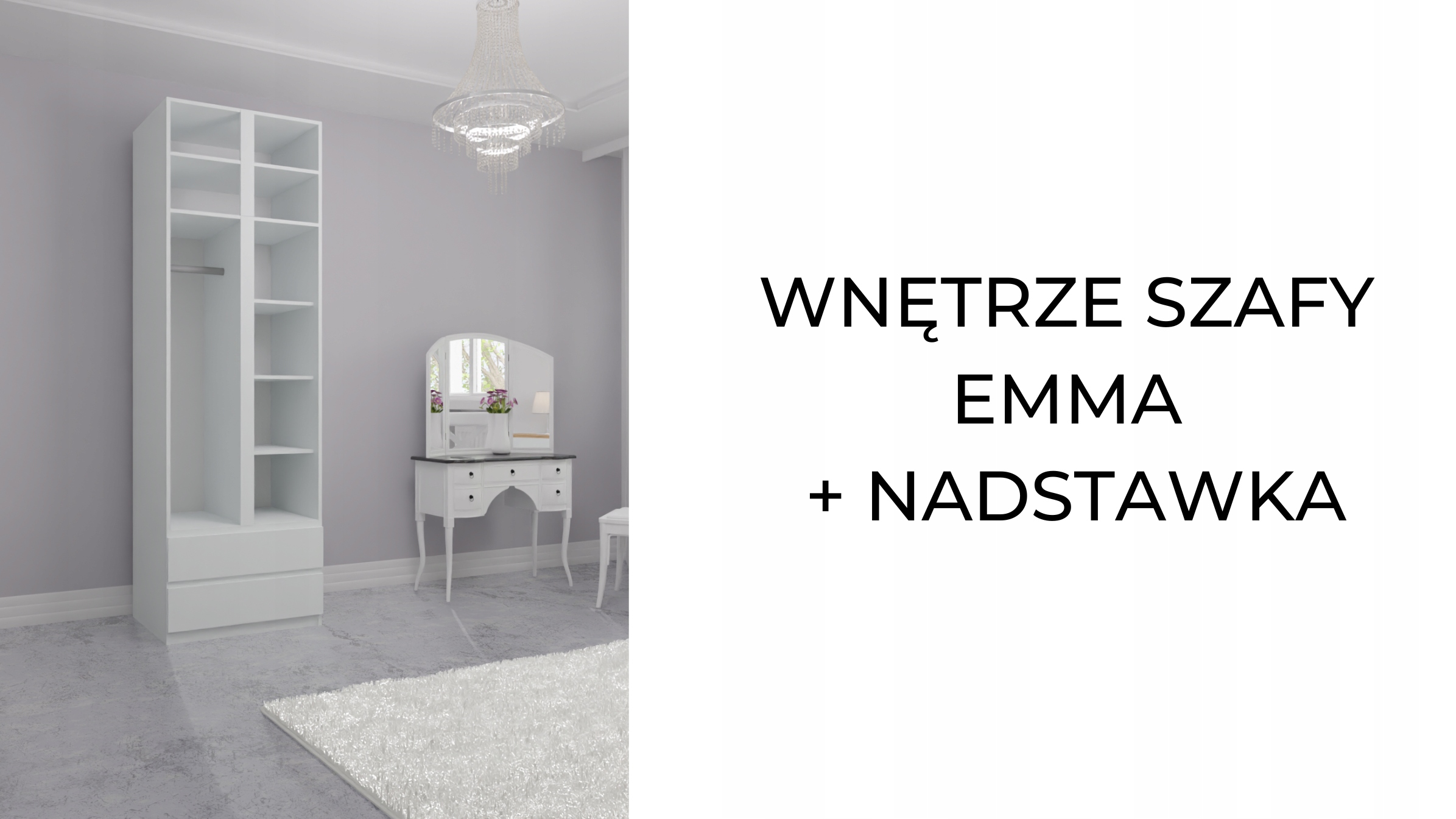 SZAFA EMMA 70 cm + NADSTAWKA + 2 LUSTRA - BIAŁA Szerokość mebla 70 cm