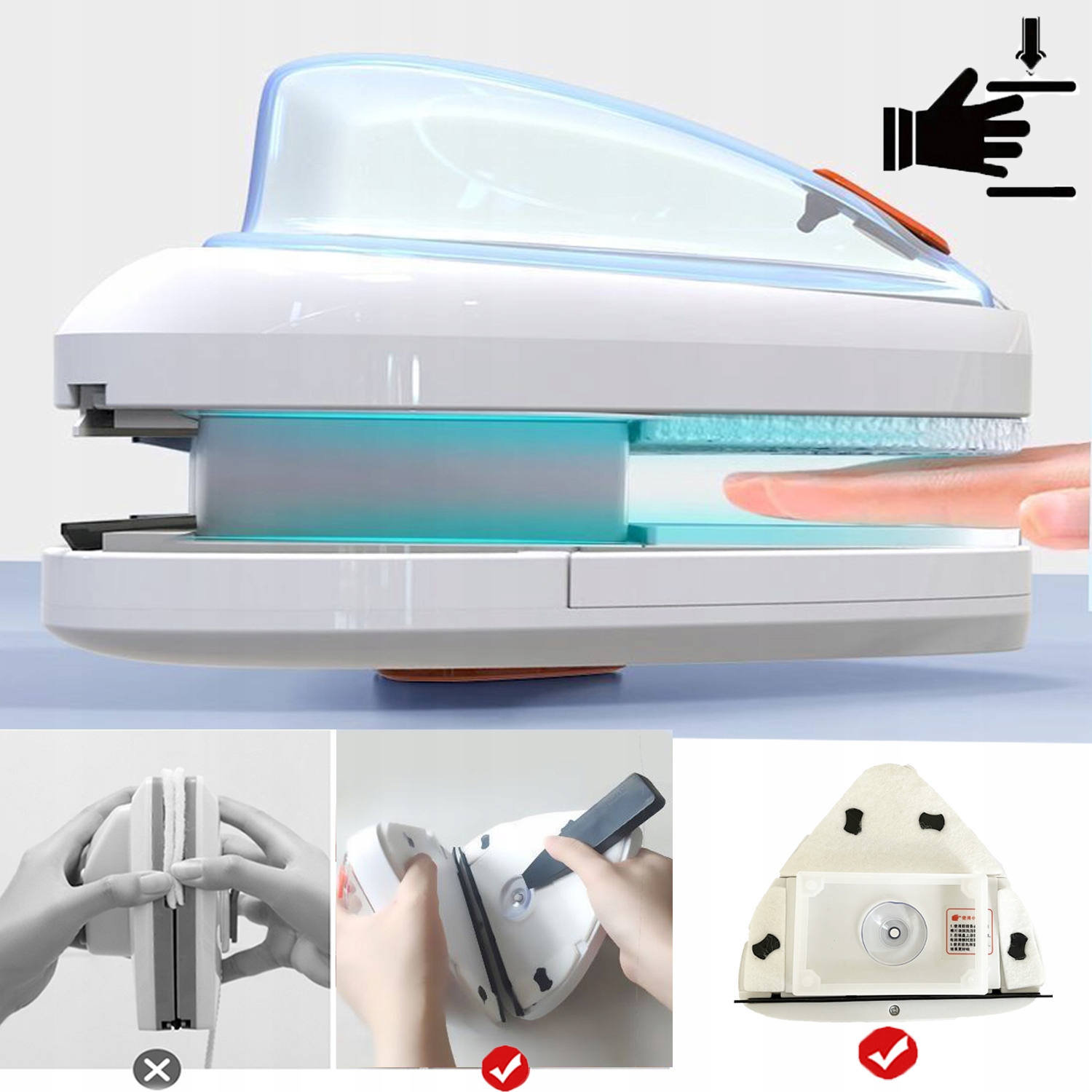 MAGNETYCZNA MYJKA DO MYCIA OKIEN OKNA DWUSKRZYDLOW Model MAGNETYCZNA MYJKA 3-8MM