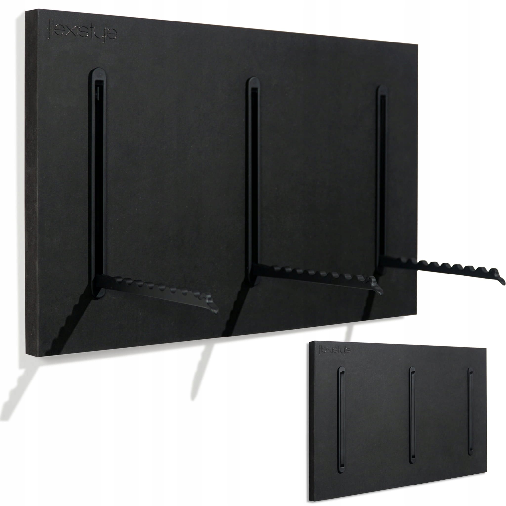 Nástěnný věšák na oblečení černý dřevěný 40 cm na bundy do předsíně