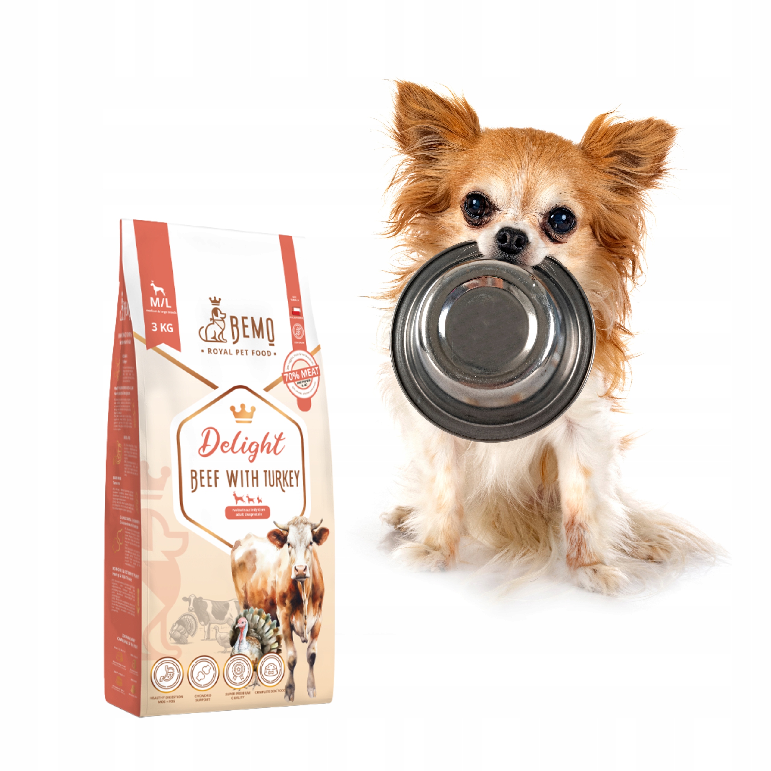 Levně Suché krmivo pro psy Bemo Delight 3 Kg S/m s hovězím krůtím masem pro malá plemena