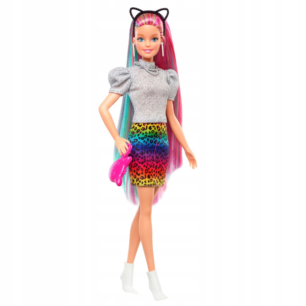 

Barbie Lalka Fryzura Kolorowa panterka GRN81