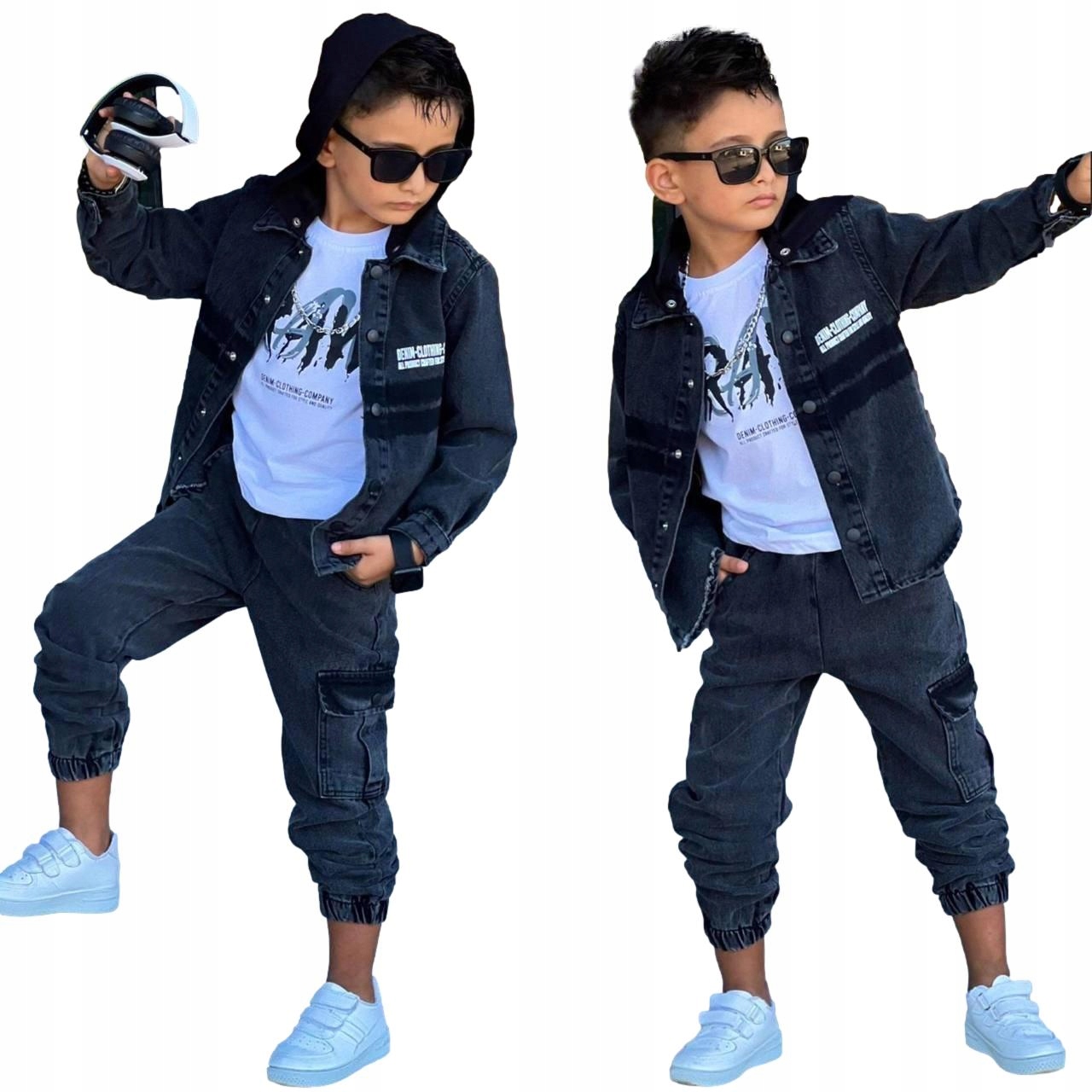 Katana spodnie jeans bluzka komplet 3 części rozm.3-4/98-104