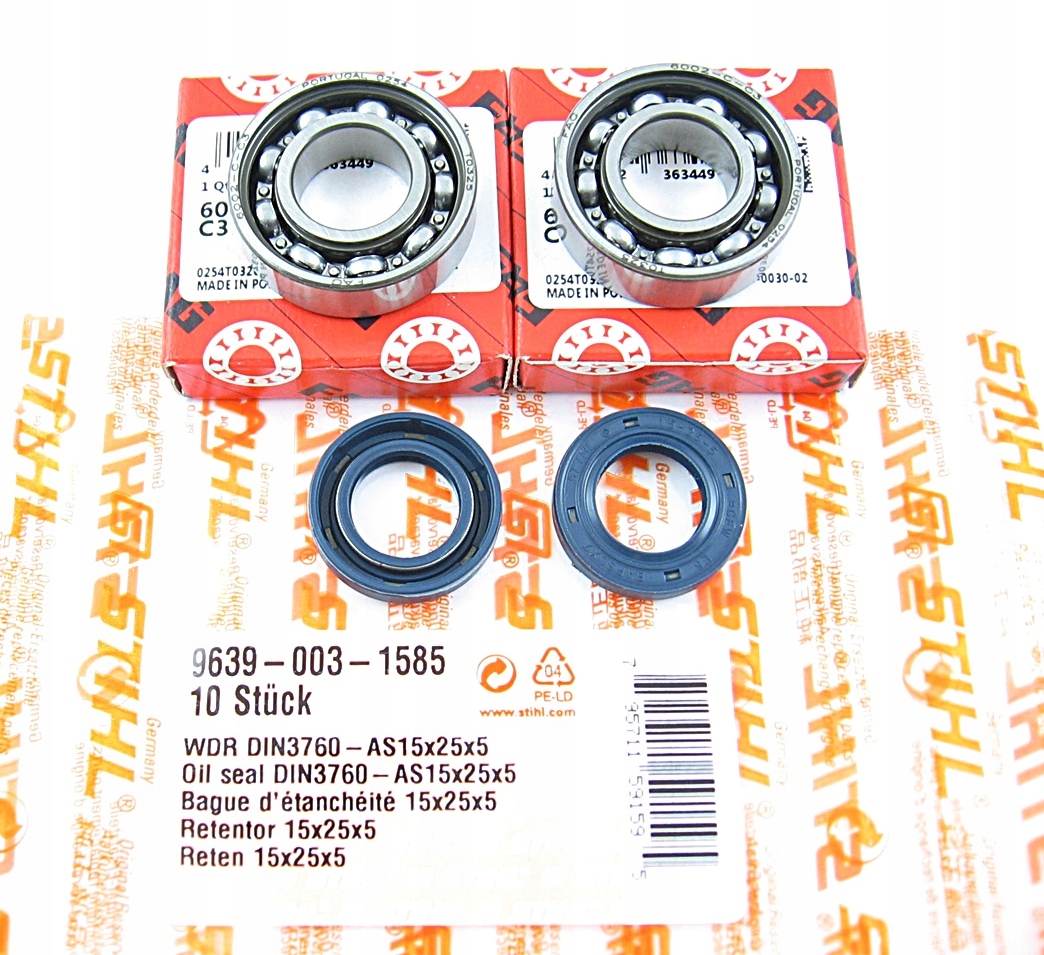 Oryginalne uszczelniacze do Stihl 017 018 MS180 i łożyska wału Fag zestaw