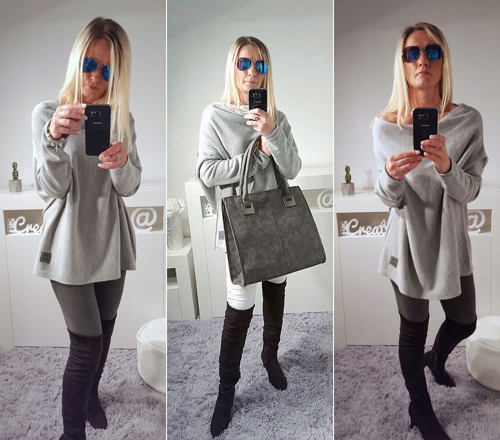 

Sweterek Oversize Tunika Sweter Wool Odkryte Ramię