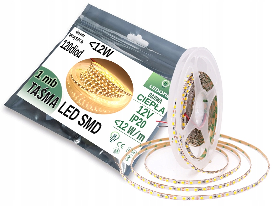 

Wąska Taśma Led Premium 4mm 2835 600 IP20 1m
