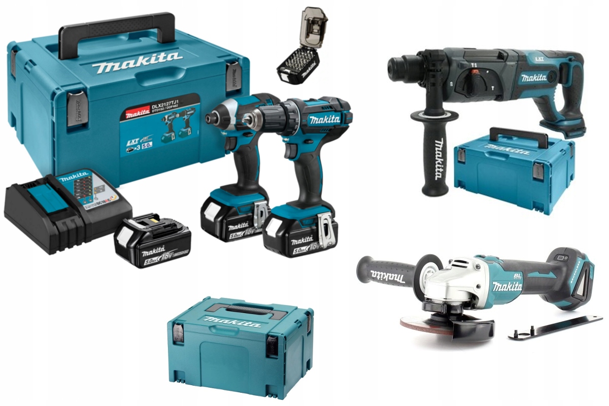 

Makita Zestaw Combo 4 Narzędzia 18V Baterie 3*5ah