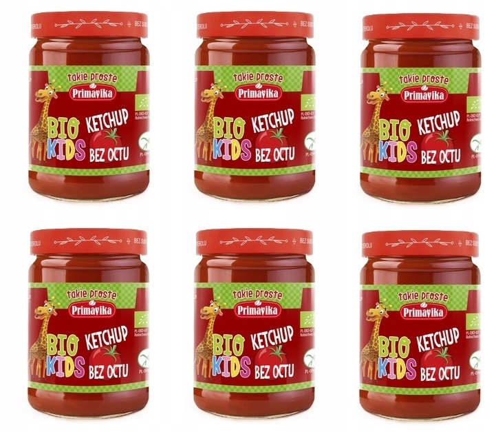 6 x 315 g Primavika Bio Kids Kečup bez octa bez lepku Svařovací