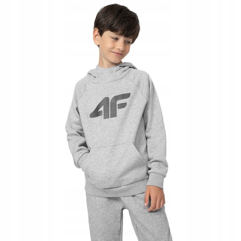 4F Bluza Chłopieca Dresowa Typu Kangurek z Kapturem 4FJAW23TSWSM626-27M Chł