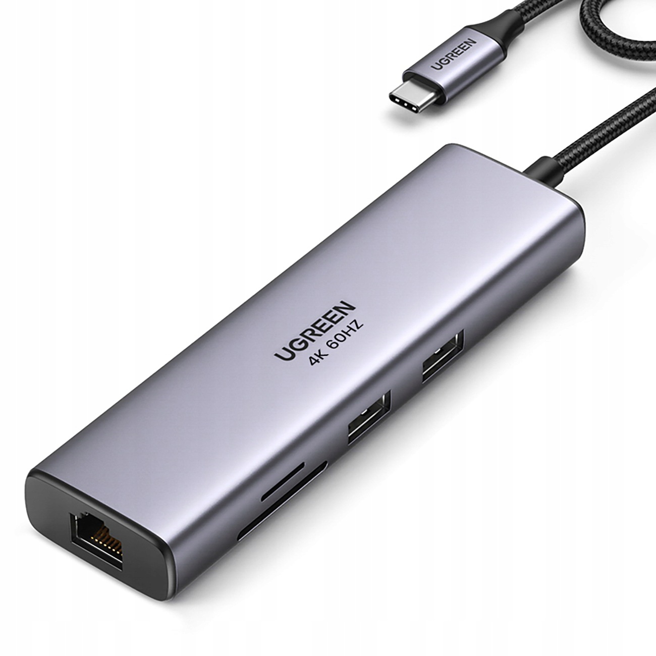 Adaptér Hub Usb-c 8V1 Usb-a Hdmi RJ45 Sd/tf 4K 30HZ Pd 100W Šedý 5GBPS