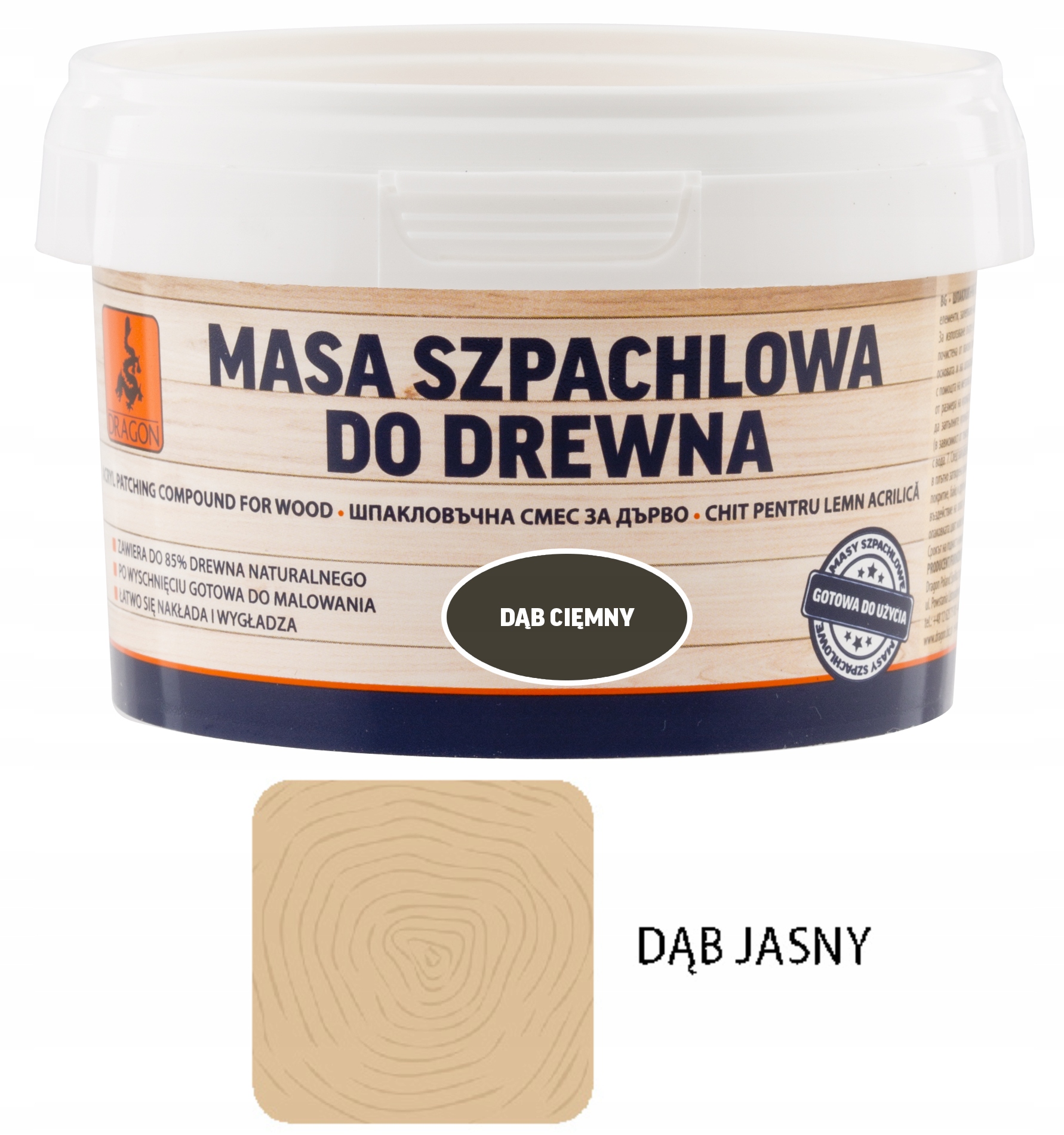 Masa szpachlowa do drewna pasta 250g DĄB JASNY Dragon