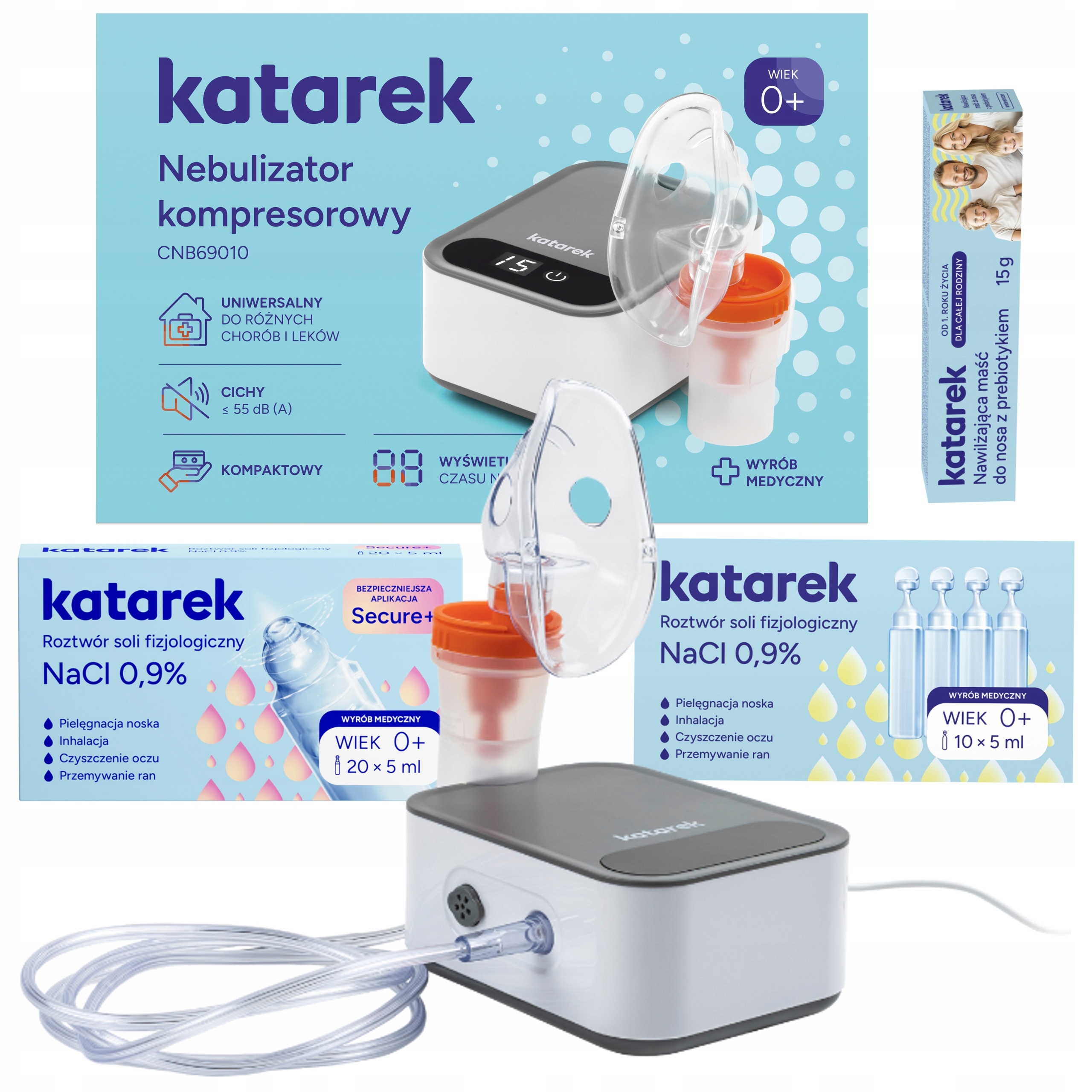 Nebulizator Kompresowy Inhalator Z Timerem Uniwersalny Cichy Katarek Maść