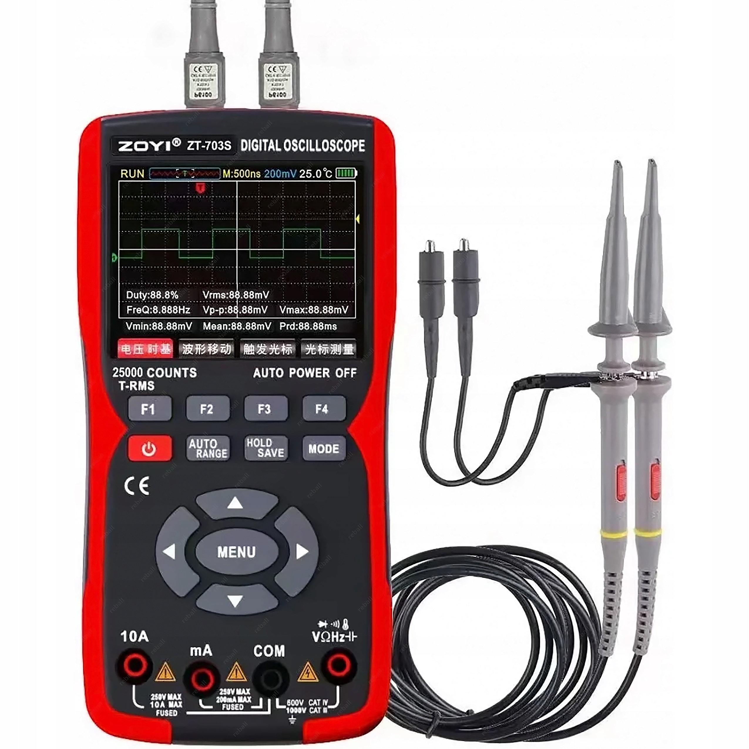 Multimeter Digitálny Osciloskop 2 Kanálový Zoyi ZT-703S Usb Batéria
