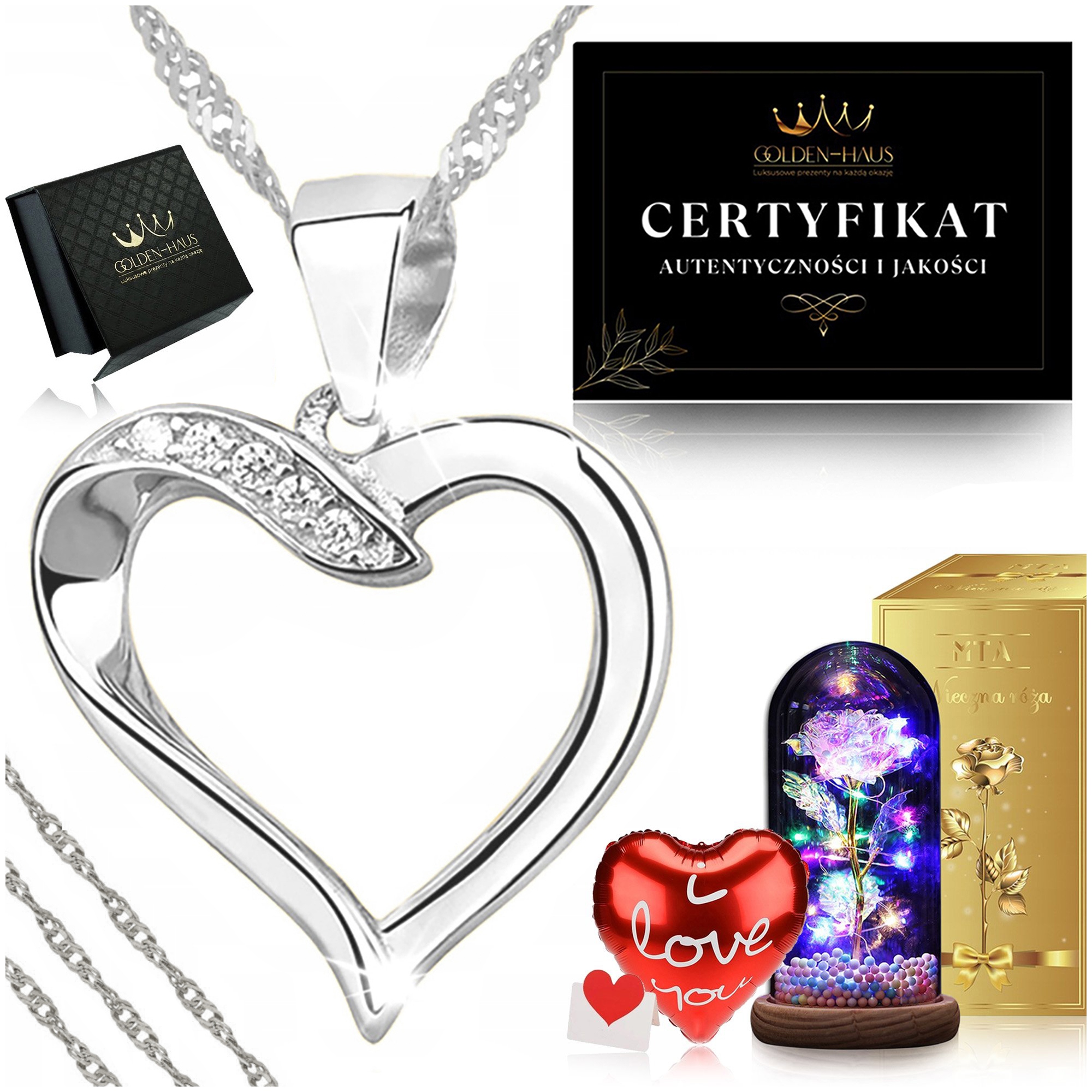 Stříbrný Náhrdelník Srdíčko Led Růže Dárek Pro Ženu K 40. Narozeninám