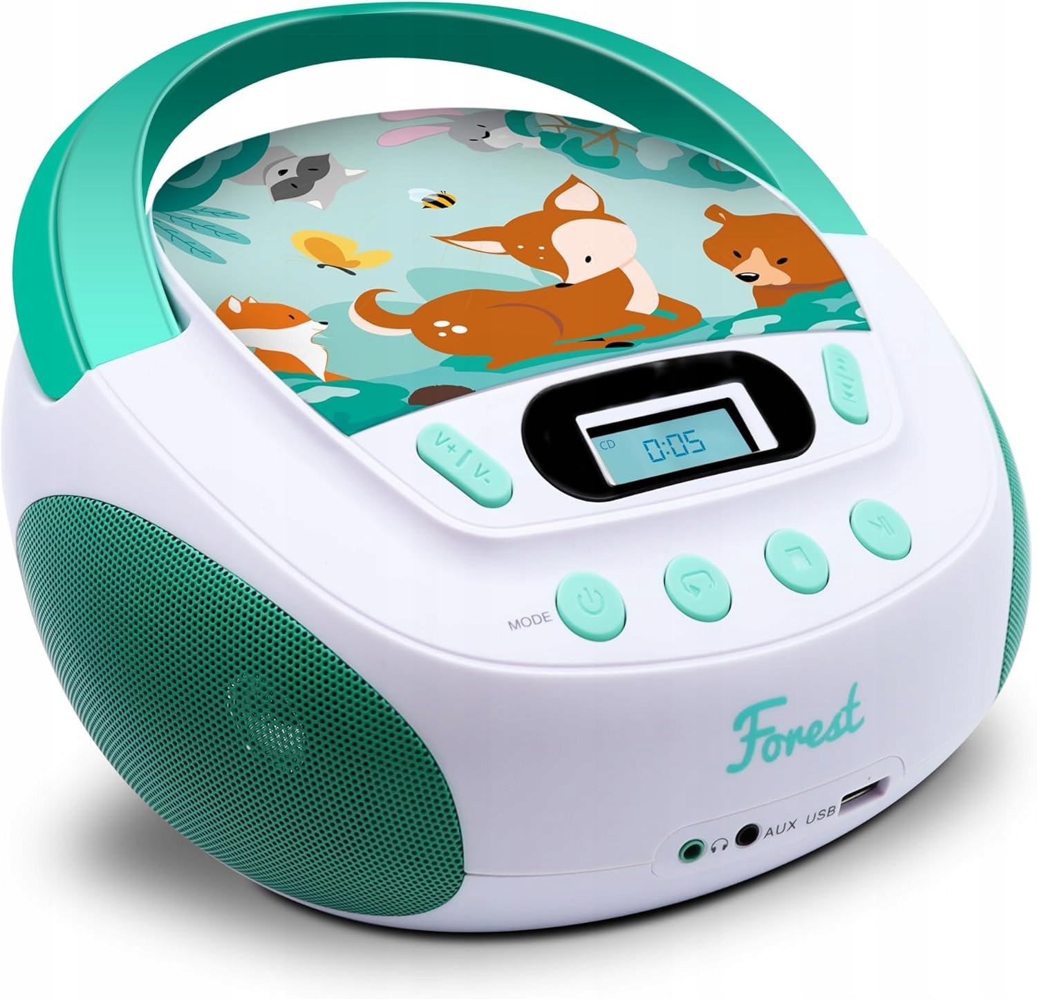 Odtwarzacz CD dla Dzieci Boombox Usb MP3 Aux Forest Zielony mooov