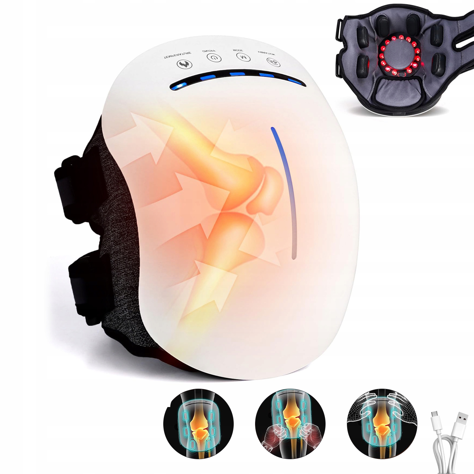 Masażer rehabilitacyjny Orteza Łokieć Kolano Laser Wibracje prądy grzanie